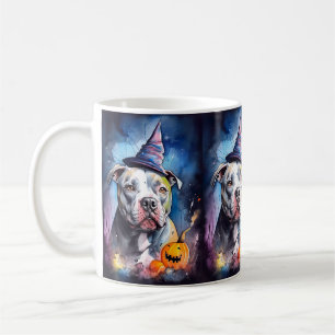Mug Halloween American Staffordshire avec citrouilles