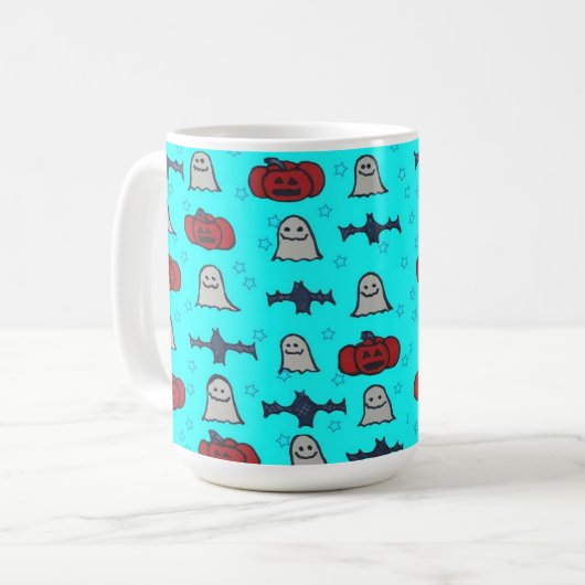 Mug Halloween amusant Imprimer en bleu (Devant gauche)