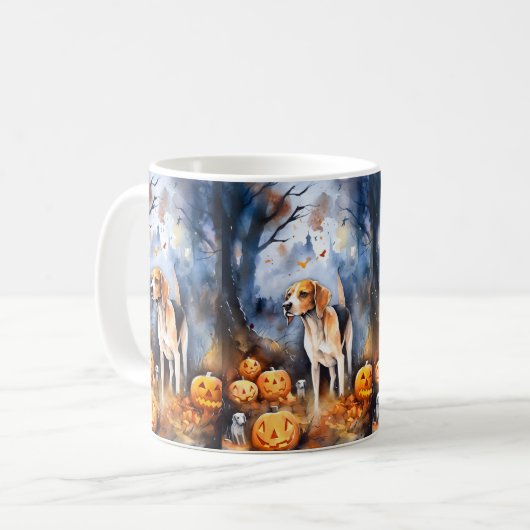 Mug Halloween Anglais Foxhound Avec Citrouille (Devant gauche)
