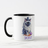 Mug Halloween aquarelle birman chat avec citrouille (Gauche)