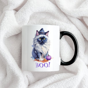 Mug Halloween aquarelle birman chat avec citrouille