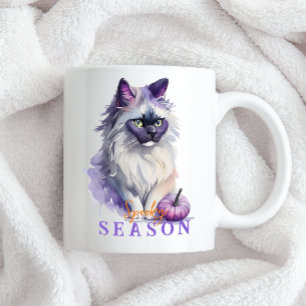 Mug Halloween aquarelle birman chat avec citrouille