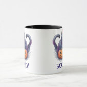 Mug Halloween aquarelle noir chat avec citrouille (Centre)