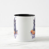 Mug Halloween aquarelle noir chat avec citrouille (Centre)