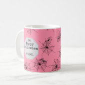 Mug Halloween araignée effrayante rose (Devant gauche)