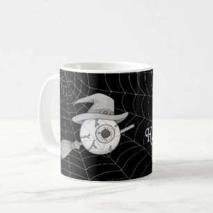 Mug Halloween balai sorcière, globe oculaire effrayant