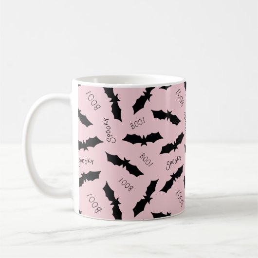 Mug Halloween Bats Roses Blancs (Gauche)
