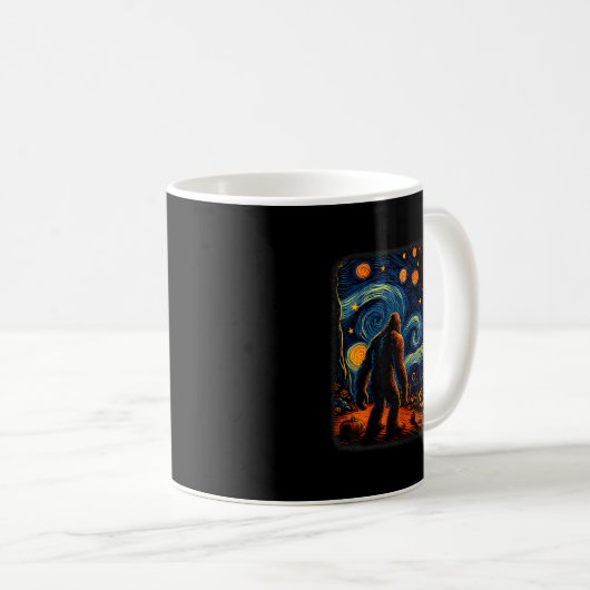 Mug Halloween Bigfoot Starry Night Van Gogh Sasquatch  (Devant droit)