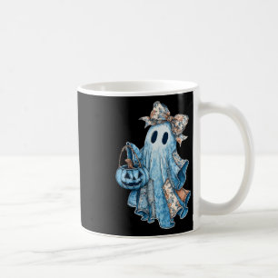 Mug Halloween Blue Denim Boo Ghost Floral Coquette Fal