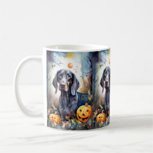 Mug Halloween Bluetick Coonhound avec citrouilles épou
