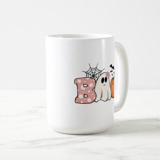Mug Halloween Boo Ghost Citrouille Bats Cobweb (Devant droit)