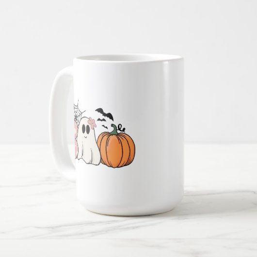 Mug Halloween Boo Ghost Citrouille Bats Cobweb (Devant gauche)