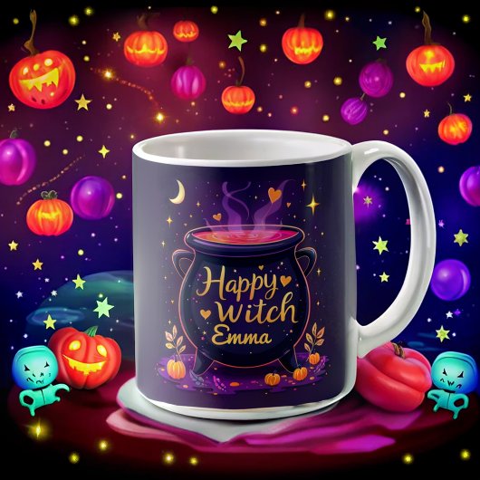Mug Halloween Cauldron Personnalisé Happy Witch