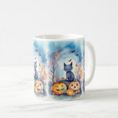 Mug Halloween Chat Bleu Oriental Avec Peur Citrouille (Devant droit)