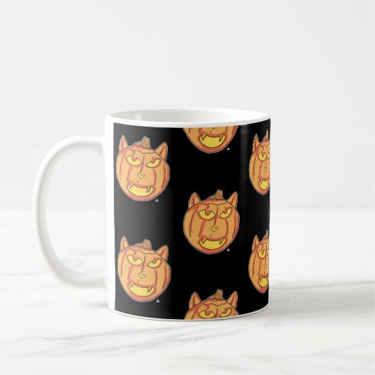 Mug Halloween chat Jack-o-lanterne dessin Motif Art (Gauche)