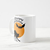 Mug Halloween chat noir et chauve-souris avec lune, ha (Devant gauche)