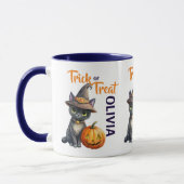Mug Halloween chat noir Jack-o'-lantern tour ou réglez (Gauche)