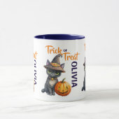 Mug Halloween chat noir Jack-o'-lantern tour ou réglez (Centre)