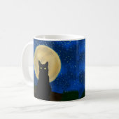 Mug Halloween Chat noir Silhouette Lune (Devant gauche)