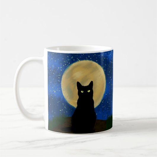 Mug Halloween Chat noir Silhouette Lune (Gauche)