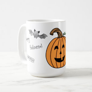 Mug Halloween chauve-souris et cochon de café Citroui