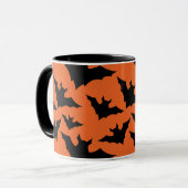 Mug Halloween chauves-souris noires orange cool éffray (Devant gauche)
