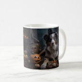 Mug Halloween Citrouille berger australienne effraie (Devant droit)