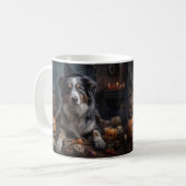 Mug Halloween Citrouille berger australienne effraie (Devant gauche)
