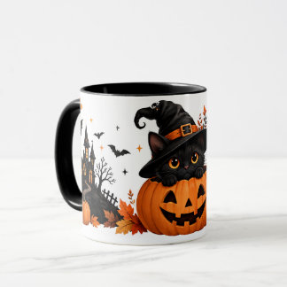 Mug Halloween Citrouille Chat Noir Mignon