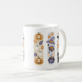 Mug Halloween - Citrouille, Fantômes, Sorcière, Chat - (Devant droit)