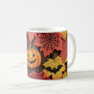 Mug Halloween Citrouille & Feuilles d'automne Feuilles