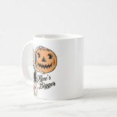 Mug Halloween Citrouille Funny Retro Orange Mines plus (Devant gauche)