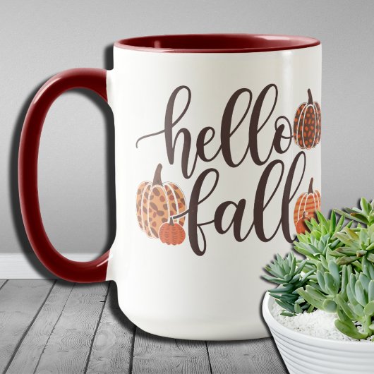 Mug Halloween Citrouille Hello Fall Leopard Graphisme
