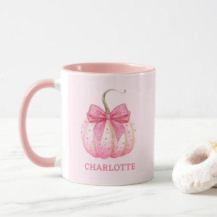 Mug Halloween Citrouille rose Coquette Bow Personnalis