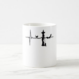 Mug Halloween Coeur Beat Noir Chat et chauve-souris