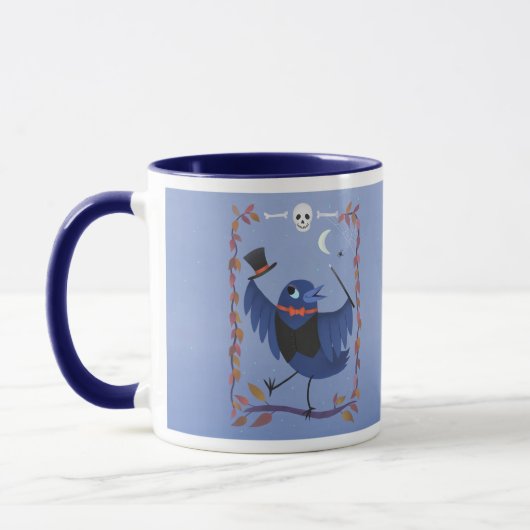 Mug Halloween Corbeau Lune Bleu Magique (Gauche)