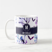 Mug Halloween Corbeaux chauves-souris Monogramme Nom p (Gauche)