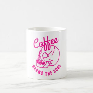 Mug halloween crâne Café réchauffe l'âme rose