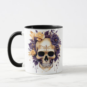 Mug Halloween crâne déplaisant Jaune et violet