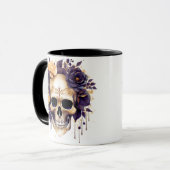 Mug Halloween crâne déplaisant Jaune et violet (Devant gauche)
