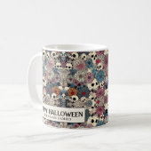 Mug Halloween crânes et fleurs (Devant gauche)