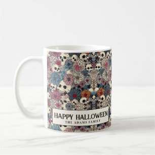 Mug Halloween crânes et fleurs