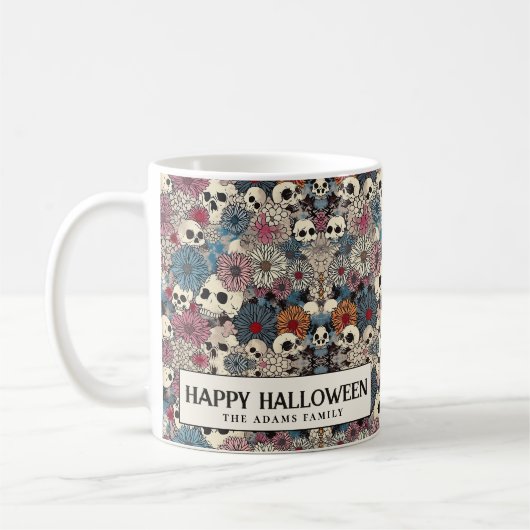 Mug Halloween crânes et fleurs (Gauche)