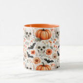 Mug Halloween Crânes fleurs et citrouille (Centre)