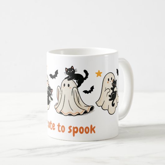 Mug Halloween Cute Éffrayant Ghost Chat - Chat cadeau (Devant droit)