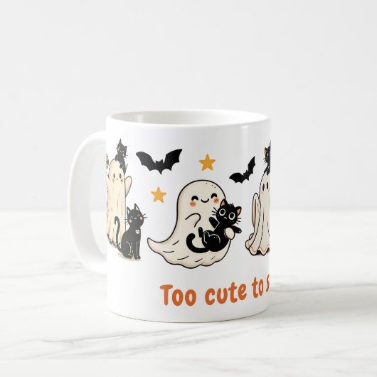 Mug Halloween Cute Éffrayant Ghost Chat - Chat cadeau (Devant gauche)