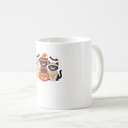 Mug Halloween Cute Ghost Citrouille Chat Classic T-Shi (Devant droit)