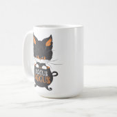MUG HALLOWEEN CUTE ORANGE & CHAT NOIR À CAULDRON (Devant gauche)