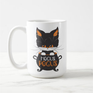 MUG HALLOWEEN CUTE ORANGE & CHAT NOIR À CAULDRON
