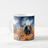 Mug Halloween Dachshund Avec La Peur Citrouille (Devant gauche)